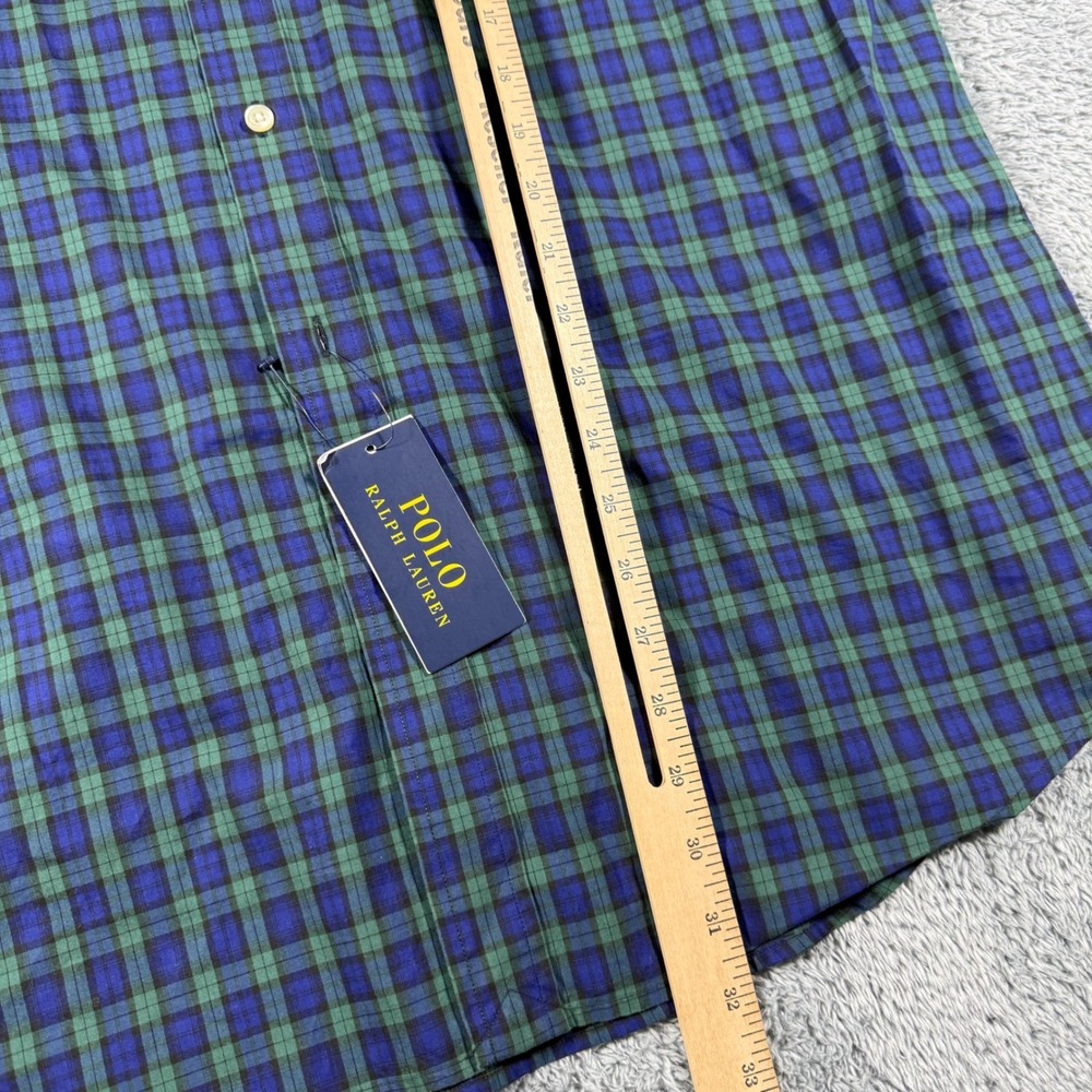 NWT Polo Ralph Lauren Crest Crown Poplin Plaid Button Shirt Classic Fit Green - Picture 10 of 10